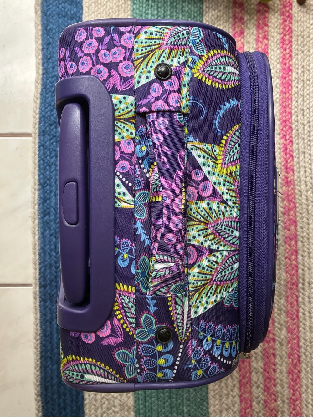 Vera Bradley Purple Paisley 4-Wheel Spinner Carry-On Luggage Suitcase - Picture 7 of 9